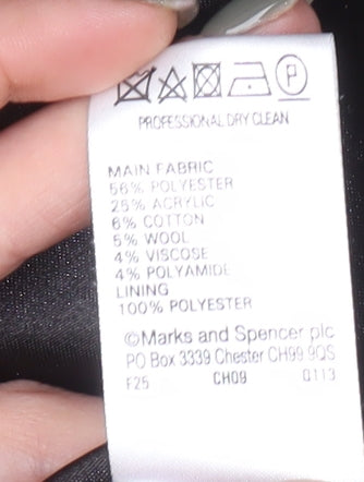 Marks and Spencer Women's Black Check Coat Size 14