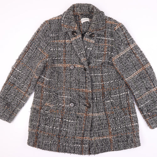 Marks and Spencer Women's Grey Check Pea Coat Size 16