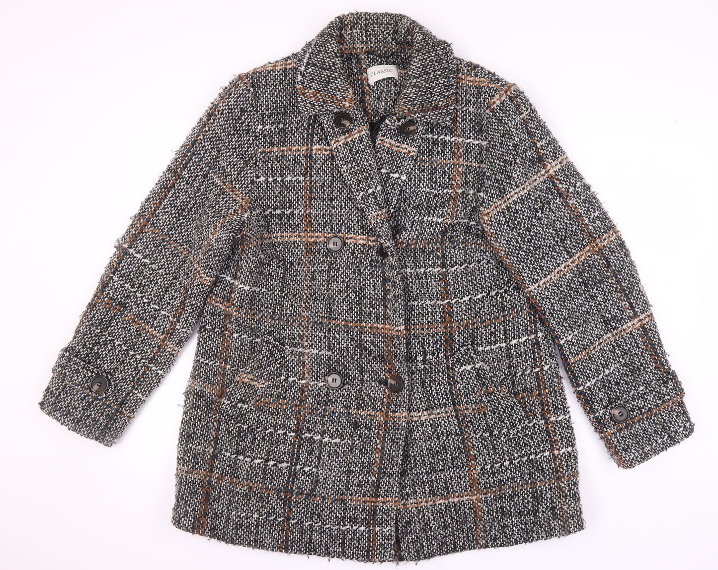 Marks and Spencer Women's Grey Check Pea Coat Size 16
