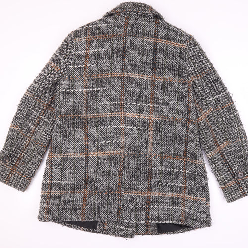 Marks and Spencer Women's Grey Check Pea Coat Size 16