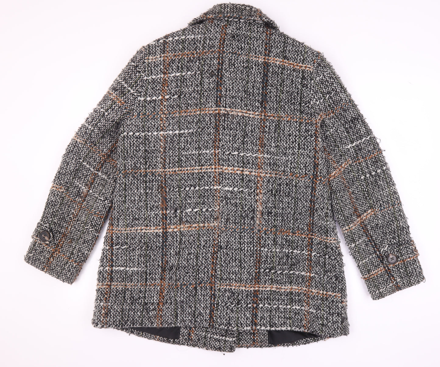 Marks and Spencer Women's Grey Check Pea Coat Size 16