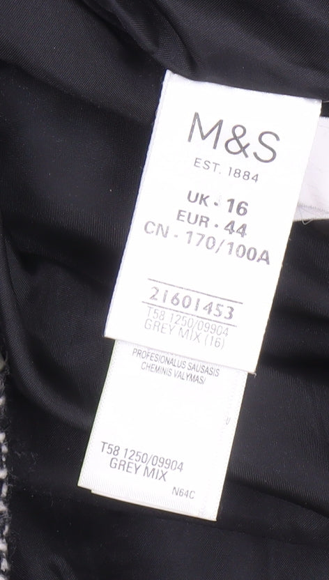 Marks and Spencer Women's Grey Check Pea Coat Size 16
