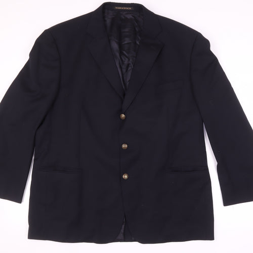 Marks and Spencer Men's Blue Wool Blazer, Size 48R