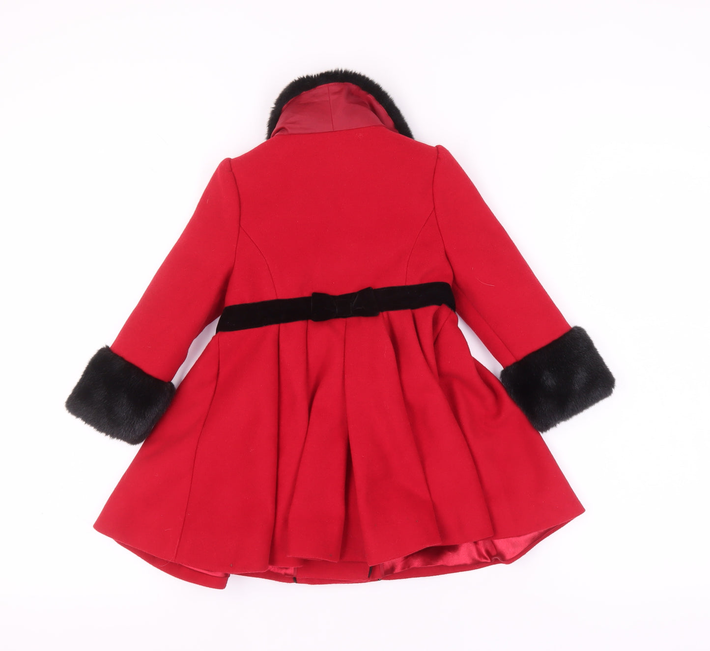 St Bernard Girls Red Faux Fur Trim Coat, 18-24 Months