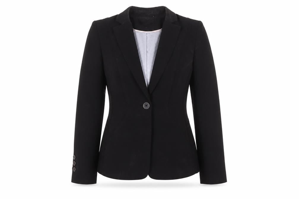 Front view of Principles Women's Black Regular Fit Notch Lapel Blazer
