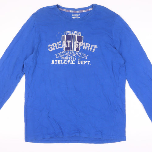 Livergy Men's Blue College Graphic Long Sleeve T-Shirt