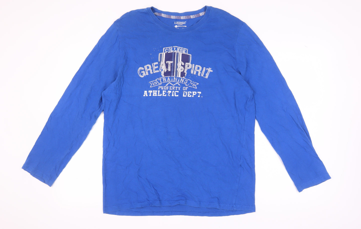 Livergy Men's Blue College Graphic Long Sleeve T-Shirt