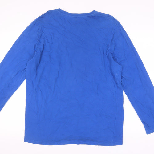 Livergy Men's Blue College Graphic Long Sleeve T-Shirt