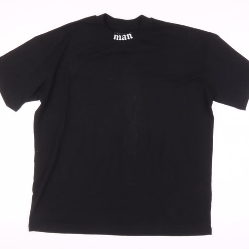 boohooMAN Black Crew Neck Men's T-Shirt, Size S