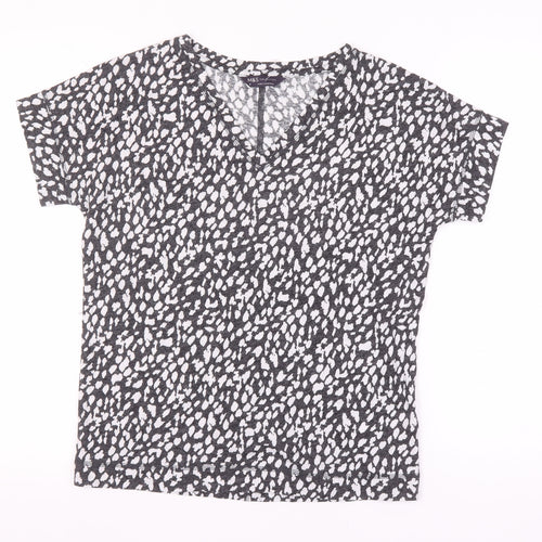 Marks and Spencer Women's Black S V-Neck Animal T-Shirt