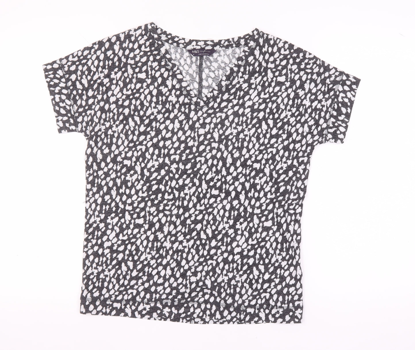 Marks and Spencer Women's Black S V-Neck Animal T-Shirt