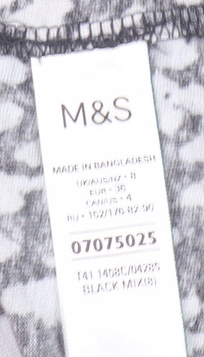 Marks and Spencer Women's Black S V-Neck Animal T-Shirt