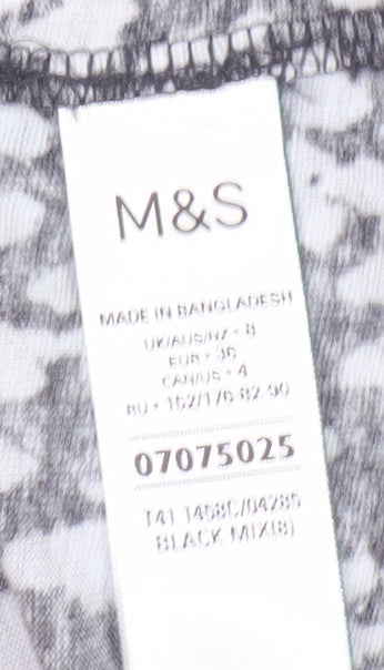 Marks and Spencer Women's Black S V-Neck Animal T-Shirt