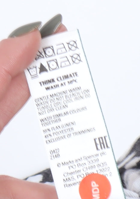 Marks and Spencer Women's Black S V-Neck Animal T-Shirt