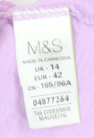 Marks and Spencer Women's Purple Crochet Blouse UK 14