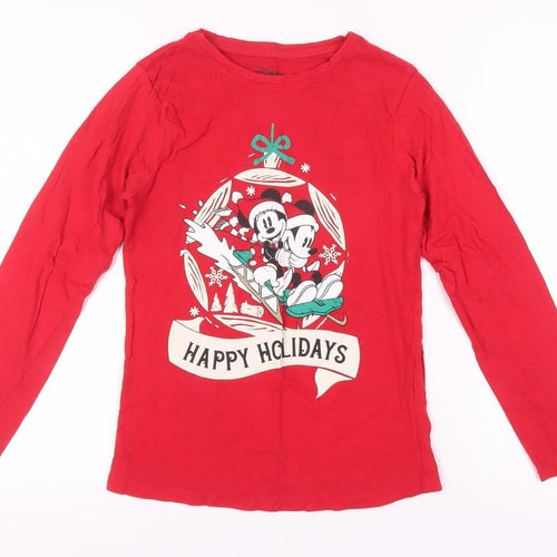 Disney Women's Red 2XS Mickey Mouse Holiday Pyjama Top