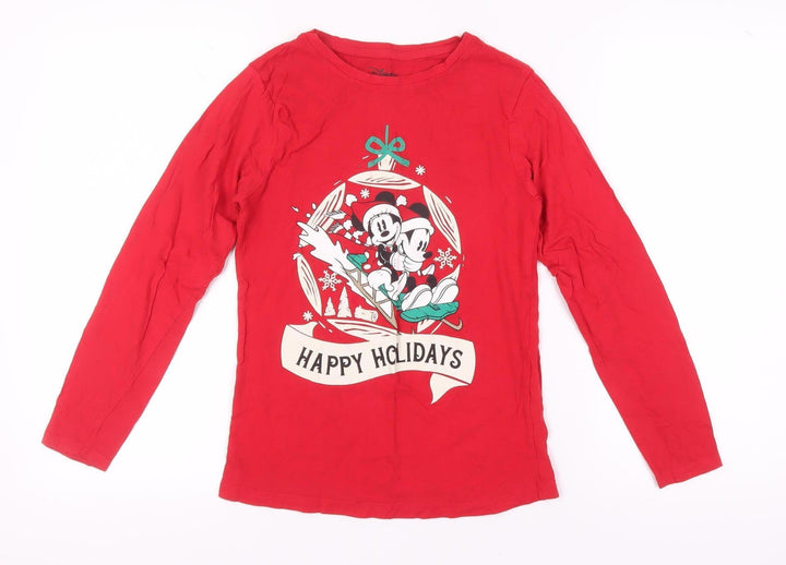 Disney Women's Red 2XS Mickey Mouse Holiday Pyjama Top