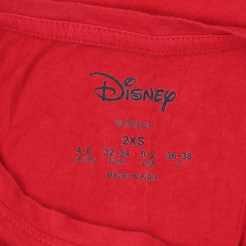Disney Women's Red 2XS Mickey Mouse Holiday Pyjama Top