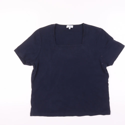 CC Women's Petite Blue Square Neck T-Shirt L