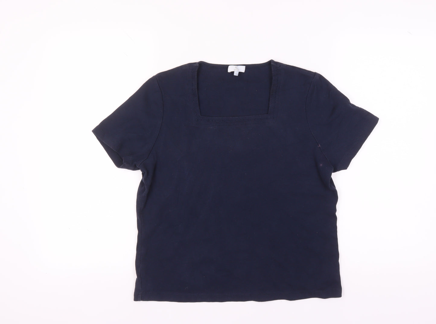 CC Women's Petite Blue Square Neck T-Shirt L