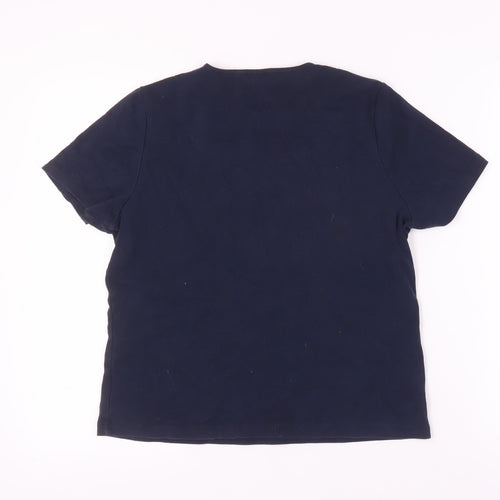 CC Women's Petite Blue Square Neck T-Shirt L
