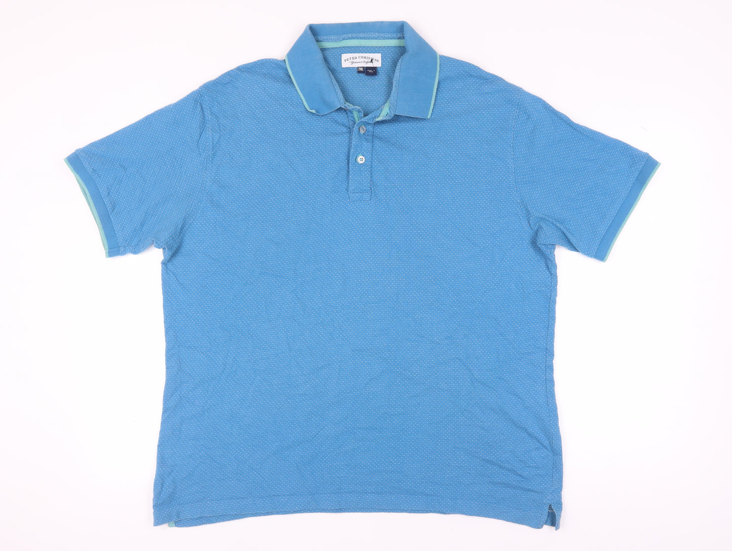 Peter Christian Men's Blue 2XL Short Sleeve Polo Shirt