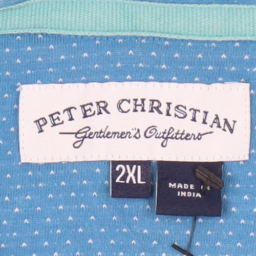 Peter Christian Men's Blue 2XL Short Sleeve Polo Shirt