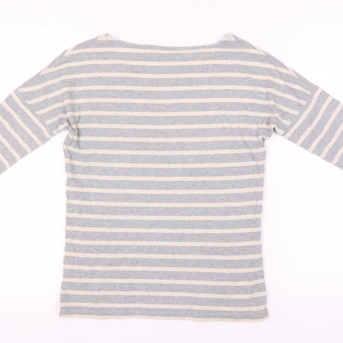 Boden Women's Grey Striped Boat Neck T-Shirt UK 8
