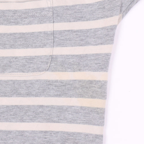 Boden Women's Grey Striped Boat Neck T-Shirt UK 8