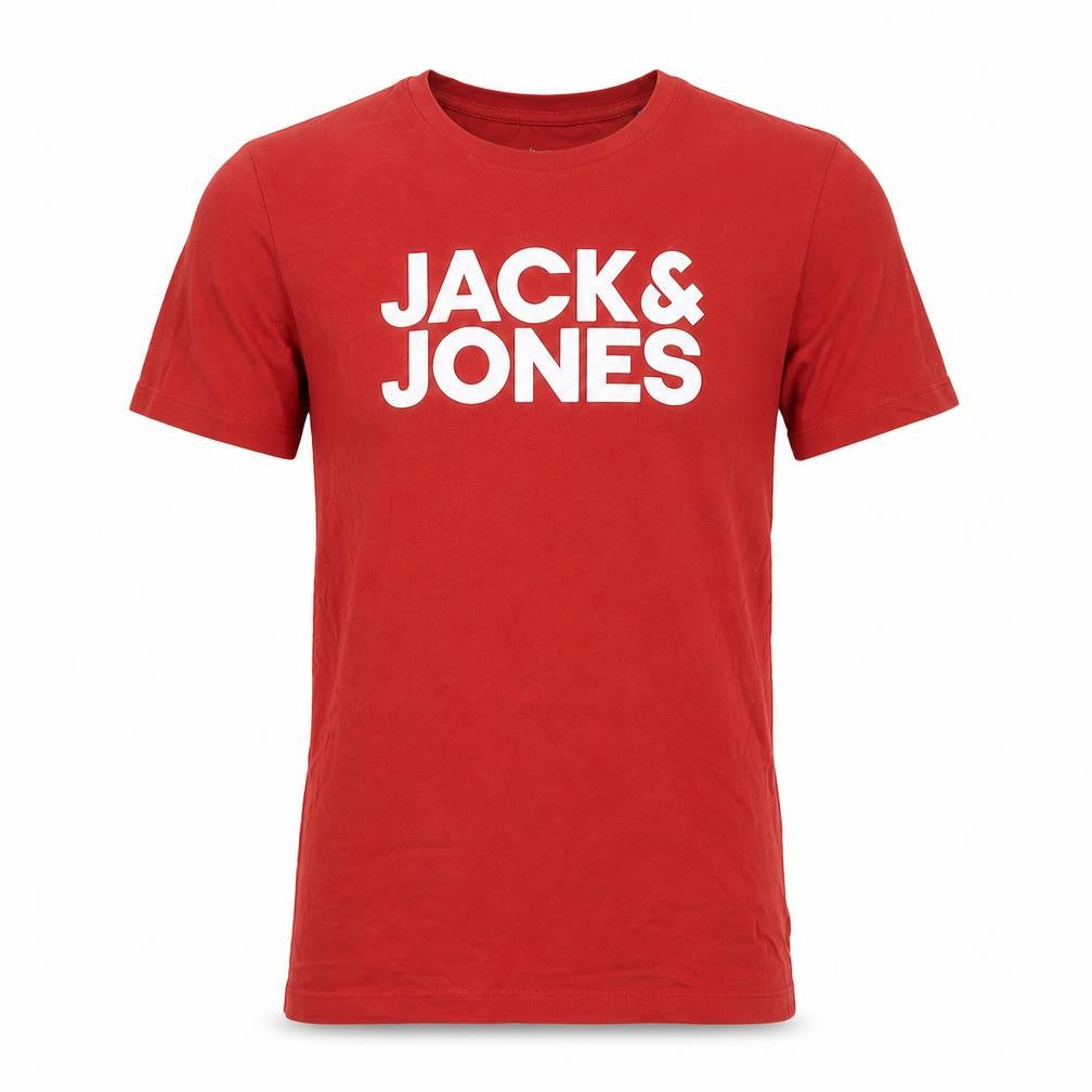 Front view of Jack & Jones boys’ red graphic print t-shirt, 16 years