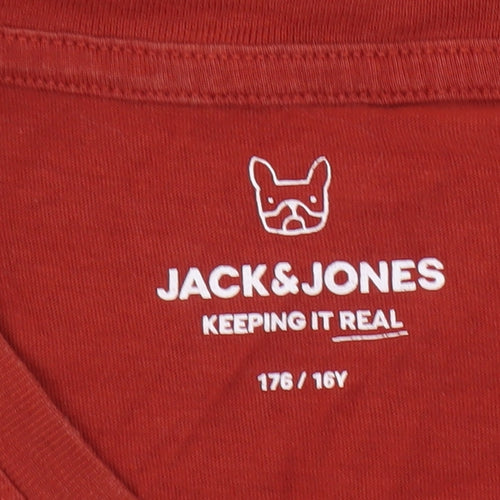 Jack & Jones Boys Red Graphic Print T-Shirt, 16 Years