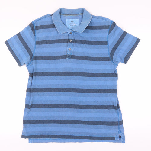 Marks and Spencer Men's Blue Striped Polo M