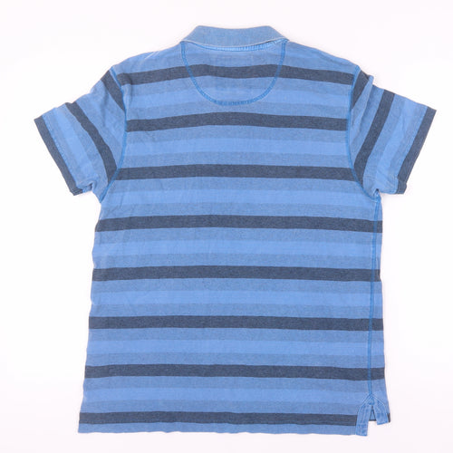Marks and Spencer Men's Blue Striped Polo M