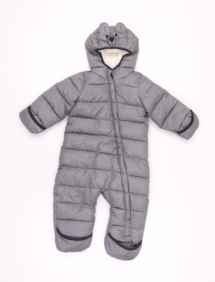 Lily & Dan Unisex Grey Snowsuit, 9-12 Months, Hooded Puffer Jacket