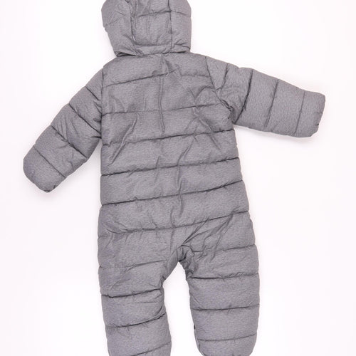 Lily & Dan Unisex Grey Snowsuit, 9-12 Months, Hooded Puffer Jacket