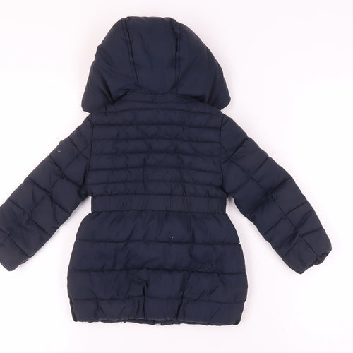 Mayoral Girls Blue Puffer Jacket, Size 4, Winter Hooded Coat