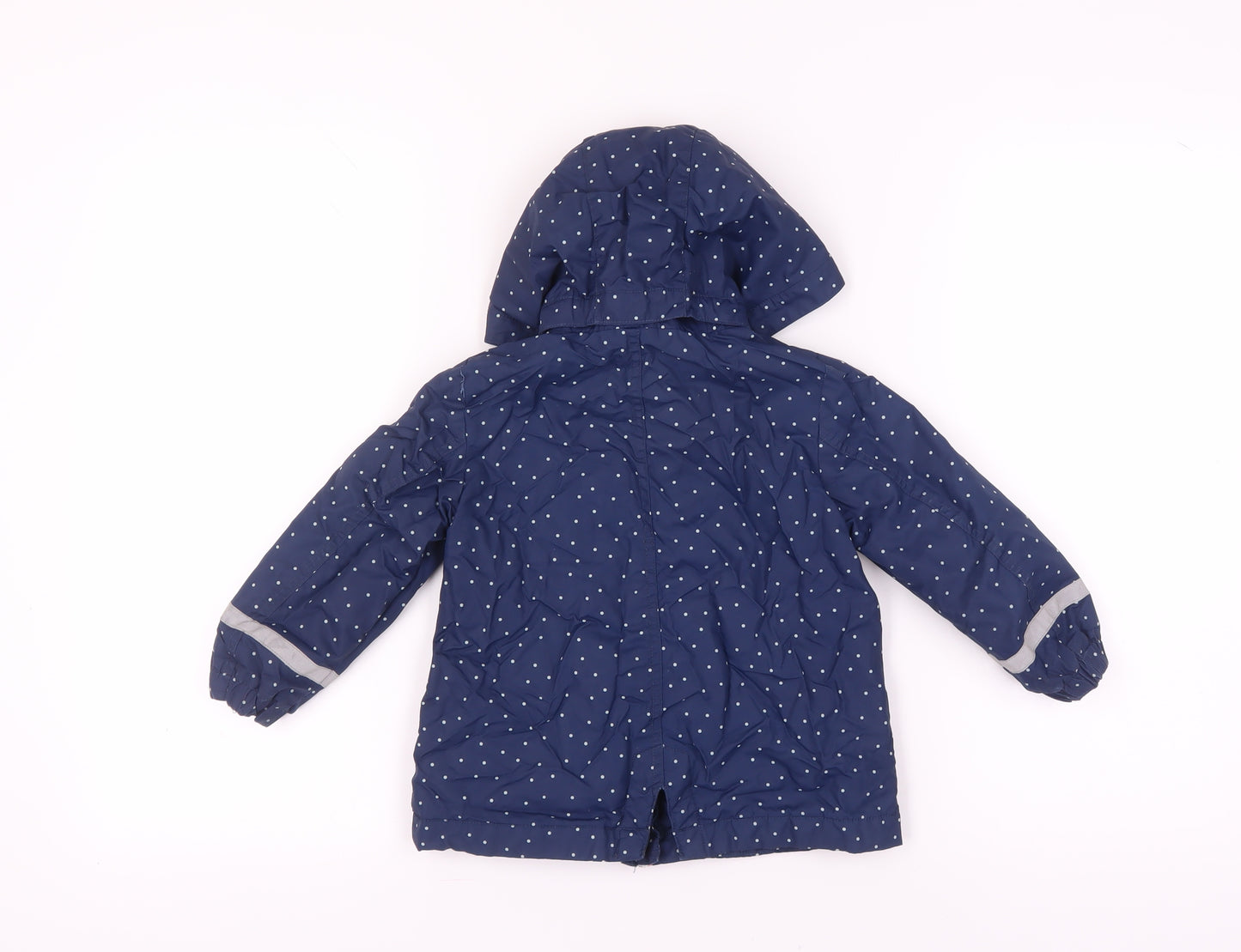H&M Girls Blue Polka Dot Parka Jacket 3-4 Years, Hooded, Lined
