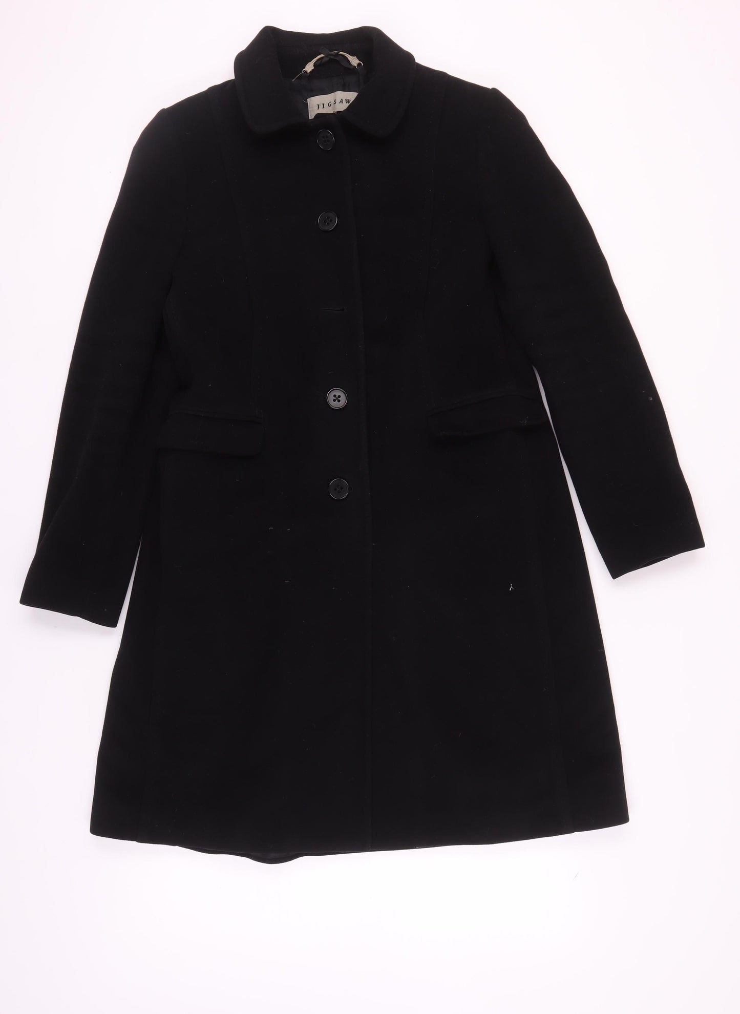 Jigsaw Women's Black Wool Cashmere Coat Size 14