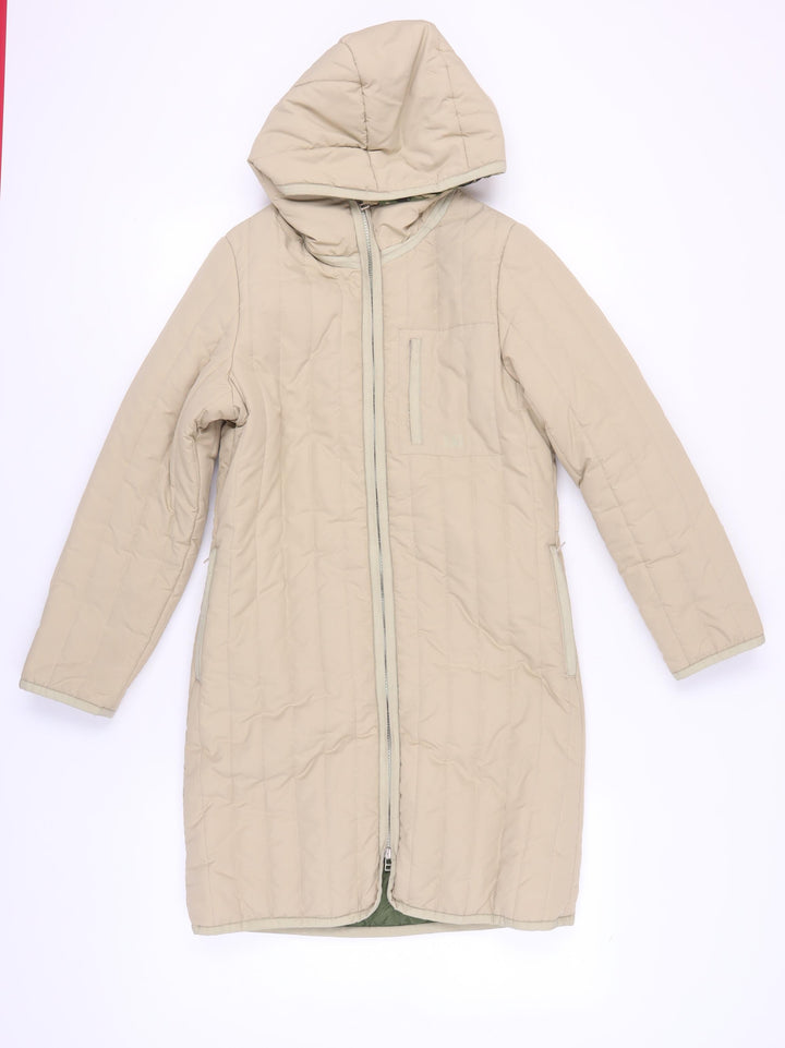 CAT Women's Beige Quilted Hooded Coat - XS