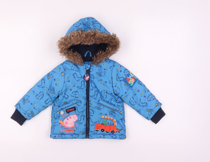 Nutmeg Unisex Blue Peppa Pig Puffer Jacket - 18 Months