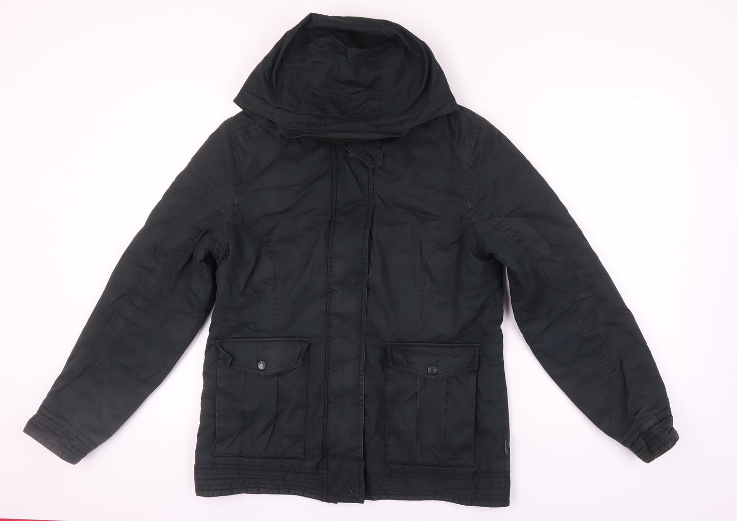 howies Women's Black Hooded Parka Jacket Size 16