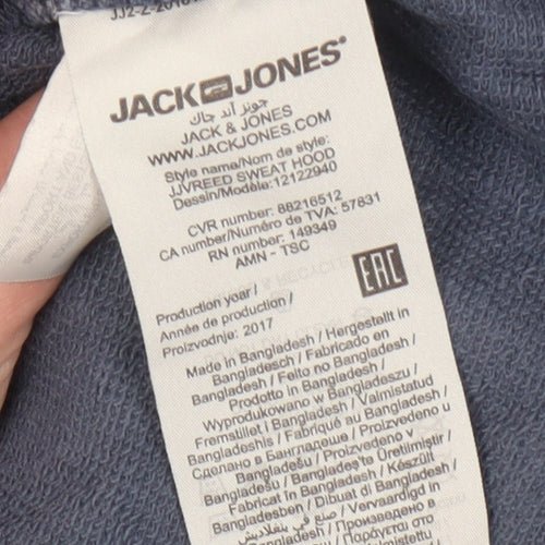 Jack & Jones Men's XL Blue Pullover Hoodie - Vintage Style