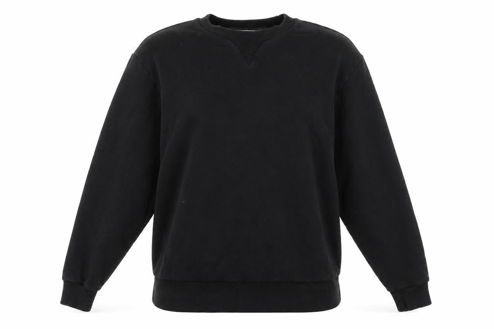 Front view of Collusion unisex black crew neck sweatshirt s