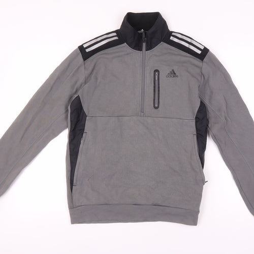 Adidas Men's Grey 1/4 Zip Sweatshirt XS Sports Logo