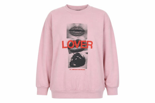 Front view of ASOS DESIGN Women's Pink Graphic Print Sweatshirt S
