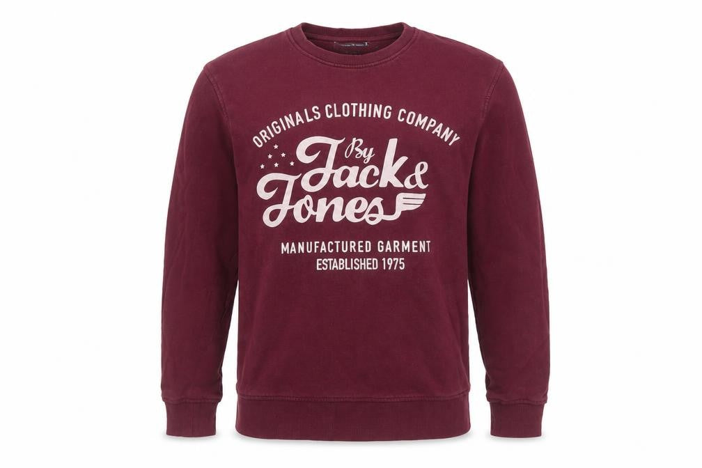 Front view of Jack & Jones Men's Red Pullover Sweatshirt S