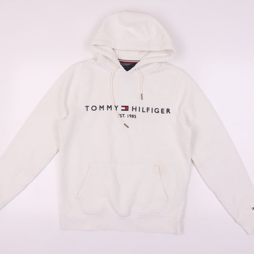 Tommy Hilfiger White Pullover Hoodie, Size S, Unisex