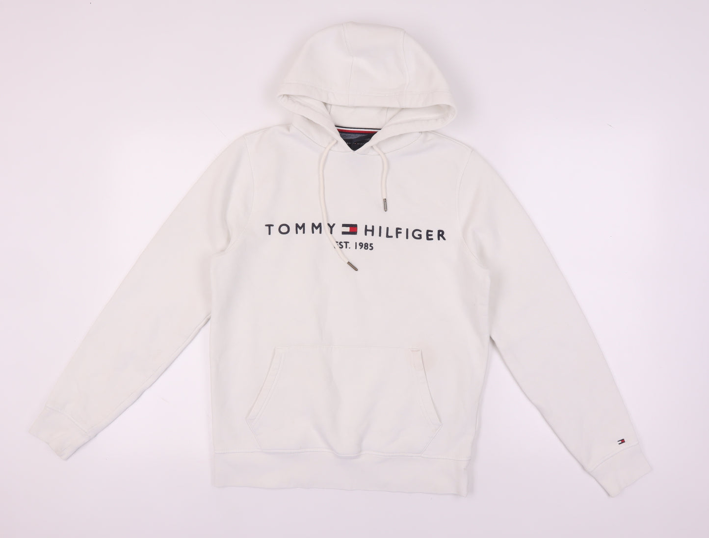 Tommy Hilfiger White Pullover Hoodie, Size S, Unisex