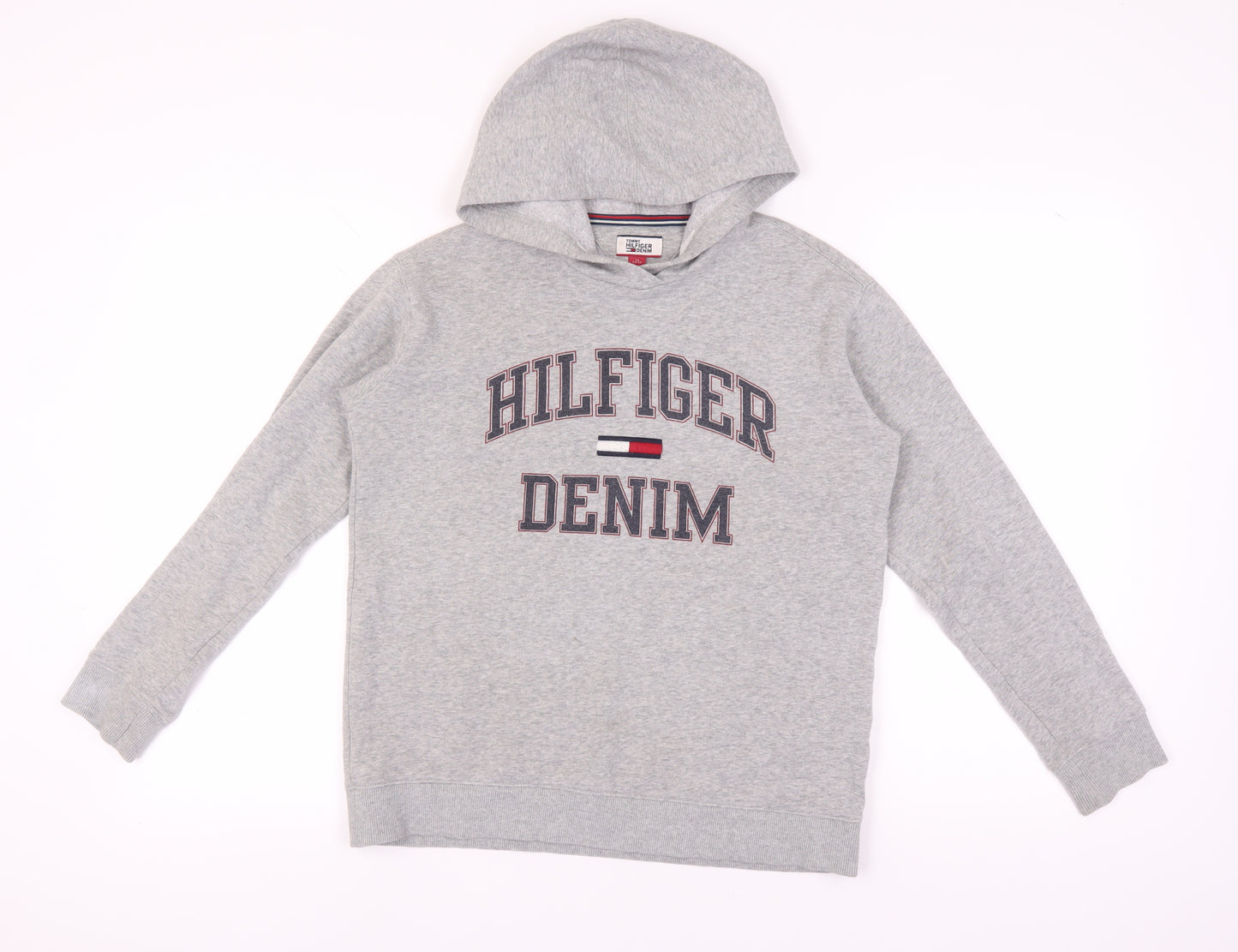 Tommy Hilfiger Men's Grey Hoodie XS, Logo Pullover, All Seasons