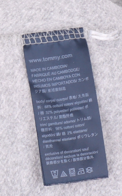 Tommy Hilfiger Men's Grey Hoodie XS, Logo Pullover, All Seasons